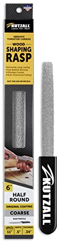 Kutzall Original 6 Half-Round Hand Rasp - Coarse, Wood Rasp/File for Woodworking & Shaping, W/Ergonomic Soft Grip Handle, Abrasive Tungsten Carbide Coating - 11 (279.4mm) Overall Length - HR6330