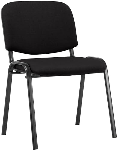 CLP Chaise Visiteur Empilable Ken en Tissu I Chaise De Reception Confortable avec Dossier Et Pieds en Métal Robuste, Couleur:Noir
