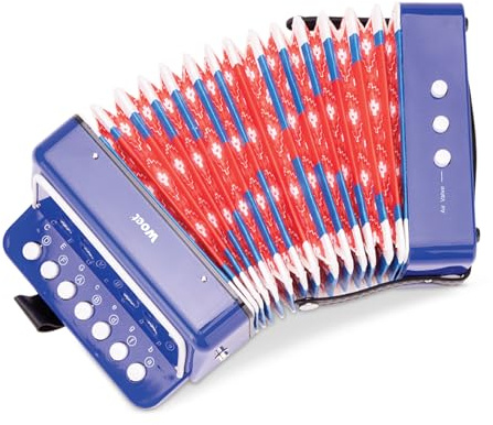 Woet® Fisarmonica Giocattolo Nera per Bambini, Strumento Musicale con Tracolla, Libretto Canzoni e 8 Canzoni, Gioco Educativo per Principianti, Sviluppo Musicale, A Partire da 3 Anni