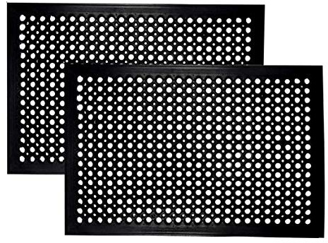 IRONGATE Rubber Doormat - 2 Pack Non Slip Anti Fatigue Indoor Outdoor Rubber Floor Mat - Heavy Duty Commercial Kitchen Ramp Pool Restaurant Garage Floor Mat - Anti Slip Bar Drainage Mat - 24x36