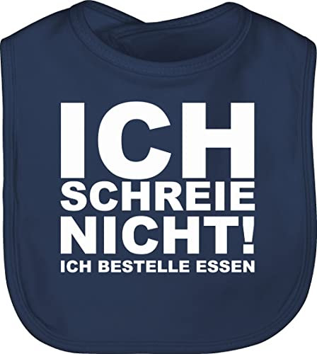 Shirtracer Baby Lätzchen - Sprüche - Ich schreie nicht, ich bestelle Essen! - Unisize - Navy Blau - für babys geschenke lustige babysachen spruch eat babylätzchen babygeschenk lustig