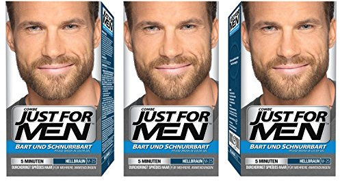 Just For Men Brush in Color Gelformel Bart Und Schnurrbart, hellbraun, 3er Pack, 1er Pack (1 x 28 g)