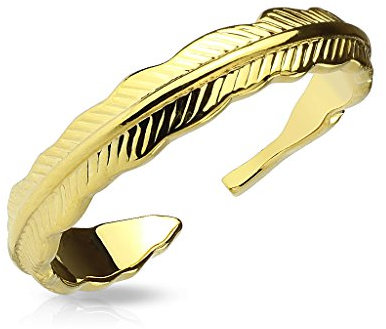 Autiga Fingerspitzenring Midi Knöchel Nagel Ring Zehenring Feder Feather Gold