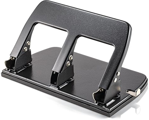 Officemate 3-Hole Punch, Medium Duty, 30-Sheet Capacity, Ergonomic Handles, Adjustable Paper Guide, Durable Metal Base, Black