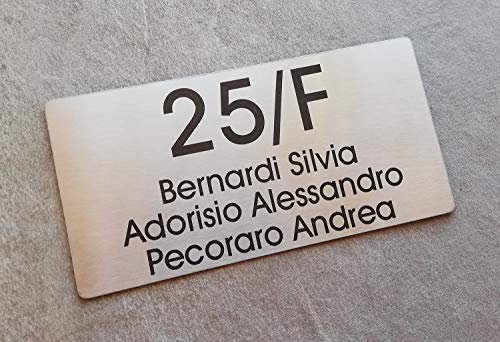 GUIZZO Creart - Targa Personalizzata con Nome, Via e/o Numero Civico Esterno, in Acciaio Inox - Targhetta Made in Italy, Targhetta Porta Ingresso Personalizzata Multiuso, 15x7.5H cm
