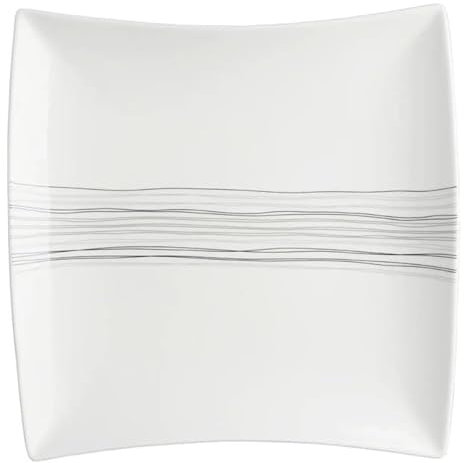 Secret de Gourmet - Lot de 6 Assiettes de Présentation Carrées Lignes 29cm Blanc