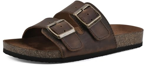WHITE MOUNTAIN Shoes Helga Women's Flat Sandal, Brown/Leather, 9 M