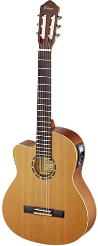Ortega Guitars Konzert Gitarre Linkshänder – Elektro-Akustisch, 4/4 – Family Series Pro – Inklusive Gig Bag – Massive Kanadische Rotzeder, Mahagoni, Natur (RCE131L)