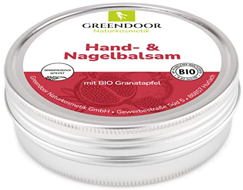 GREENDOOR Handbalsam für sehr trockene Haut mit BIO Granatapfel & Avocadoöl 75ml, Naturkosmetik Hand Balsam ohne Mineralöl, 4fach ergiebiger als Handcreme, Nagelbalsam