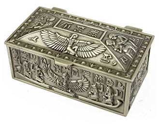 lachineuse - Coffret Isis Ailée en Acier - 9 x 5 x 4,2 cm - Décoration Égypte Antique - Boite à Bijoux, Clés, Montre - Idée Cadeau Déco Coffre Rangement Urne Pharaon - Coloris Métal