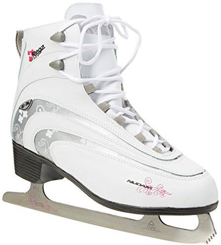 Nijdam 0043-WIT-41 Damen Eiskunstlauf Schlittschuhe,Weiß/Silber/Fuchsia,36