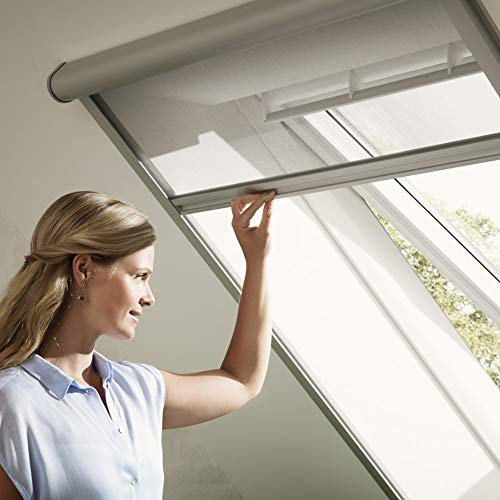 Original VELUX Insektenschutz Rollo ZIL M10 0000 für Lichte Dachauschnitte bis 76 x 240 cm mit Aluminium Führungsschienen und grauem Netzstoff