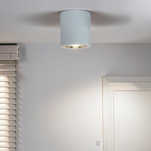 Faretto da superficie metallo bianco soggiorno cucina corridoio A: 15,5 cm E27 max 60 watt cilindro rotondo moderno plafoniera DOWNLIGHT