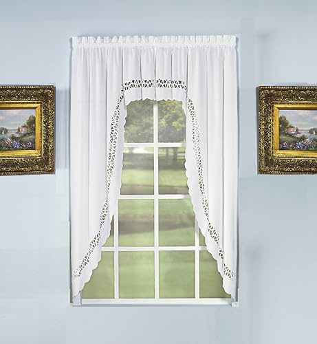 Today's Curtain Hellina Tapework Window Swagger, 63-Inch, White - Hellina CA1800K