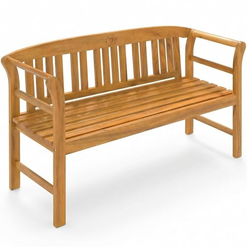 CASARIA® Rose 3 Seater Wooden Garden Bench | FSC®-Certified Eucalyptus Wood | 158x43x82cm | Outdoor Furniture | Armrests & Backrest | Patio Park Deck Balcony | Weather-resistant | 320KG Load Capacity