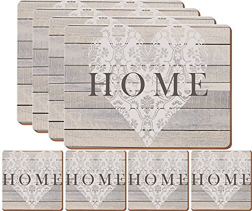 Set of 4 Home Heart Placemats & 4 Coasters