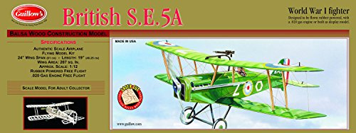 Guillow's British SE 5-A Laser Cut Model Kit, Small