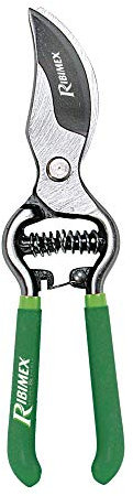 RIBILAND 01752 - Sécateur Forgé Courbé - Poignées Gainées Bi-matière - Vert