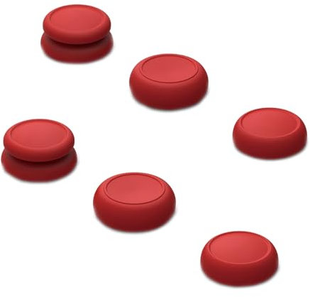 Skull & Co. Skin, CQC and FPS Thumb Grip Set Joystick Cap Analog Stick Cap for Nintendo Switch and Switch OLED Joy-Con Controller - Mario Red, 3 Pairs(6pcs)