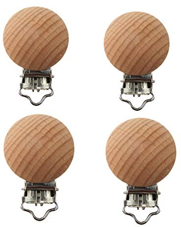5pcs Beech Wood Pacifier Clips Holder Grasping Suspender Clips Charm DIY Beading Pacifier Chain Accessory (3cm/5pcs)