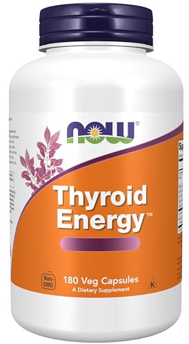 Now Foods, Thyroid Energy, avec Iode et L-Tyrosine, 180 Capsules végétaliennes, Sans Soja, Sans Gluten, Végétarien, Sans OGM