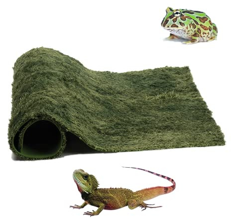 Moss Reptile Carpet, Raise Box Humidity, Fibre Mat for Pet Box Lining, Rainforest Reptile Supplies for Turtles, Lizards, Chameleons, Snakes, Horned Frogs, Bearded Dragons (17 x 24 x 1 Pack)