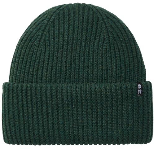 Enter the Complex® Oversize Beanie Mütze, Damen und Herren, Made in Italy, 100% feinste Merinowolle, Gerippt, Dunkel Olive