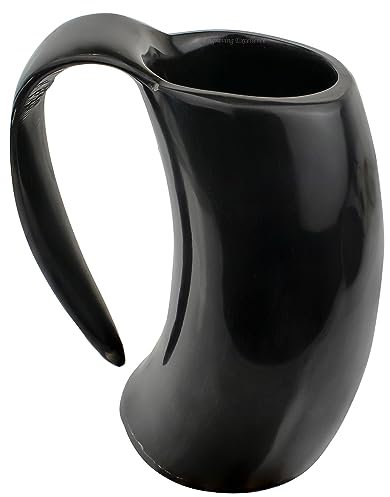 Charles Hendon Viking Norse Cup - Genuine Ox Horn Drinking Horn - Horn Mug, Beer Tankards, Wine Goblet, Approx 500/600 ml, Gifts for Him