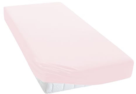TM MAXX Jersey Spannbettlaken für Baby und Kinder mit Öko-Tex Standard (Hellrosa 006, 90x200) Matratzenhöhe bis 30 cm, Spannbetttuch aus 100% Baumwolle