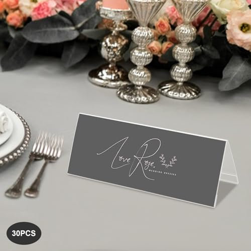 30 Stück Acryl Tischaufsteller Dachform, Acryl Etikettenhalter, Tisch-Namensschilder, 28 x 11cm Namenskarten zum Beschriften Tischdekoration Platzkarten für Büro, Konferenz, Ausstellung (30)