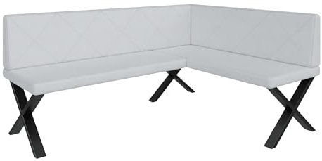 FURNISTAR Eckbank Akiko Metal X - Eckbankgruppe für Ihrem Esszimmer, Küche modern, Sitzecke, Essecke. Perfekt für Küche, Büro und Rezeption. Solide und Starke Verarbeitung. (168x128-Rechts-Soft17)