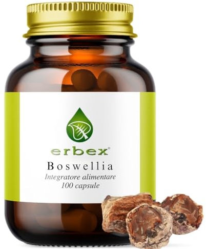 ERBEX - Integratore Puro alla Boswellia Serrata in Capsule, 100 Capsule per Articolazioni e Digestione