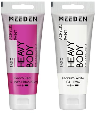 MEEDEN Acrylic Paint Peach Red: 100ml/3.38oz x 2 with Titanium White | Heavy Body Artist Acrylic Paint Set for Canvas, Wood & Craft, Non-toxic Creamy Art Paint with Titanium White for Mixing
