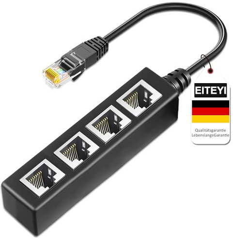 EITEYI Câble Répartiteur RJ45, Adaptateur Réseau LAN 1 Mâle vers 4 Femelles pour Ethernet Cat5, Cat5e, Cat6, Cat7