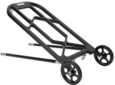 Keenso Fahrrad Hinteren Rack, Klapprad mit Heckstärke Hochfestem Aluminiumlegierung Fahrradgepäckträger mit Rädern für (Black)