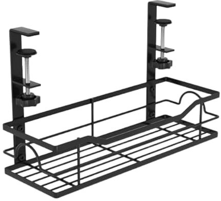 Mecmbj Bandeja Cables Escritorio, No Requiere Perforación, Bandeja Portacables Bajo la Mesa, con Clips de Montaje, Organizador Cables Escritorio, para Oficina, en Casa (Negro 3, 35 * 12 * 8.5cm)
