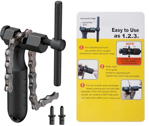 Pawfly Fahrrad Kettennieter Werkzeug Fahrrad Kettenabnehmer für 5 bis 12 Gang und Einfachgang Ketten Kettenwerkzeug mit Kettenhaken und 2 Ersatz Antriebsstiften Kettennietentferner