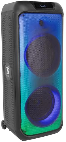 BoomToneDJ BOOMaster 900 – Enceinte Portable Active 900W avec Effets Lumineux, Bluetooth 5.0, TWS, USB/SD, Batterie Rechargeable, roulettes et poignée.