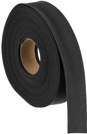 Unifizz 1 Inch Double Fold Bias Binding Tape Polyester Cotton Wide Bias Tape for Sewing, Hemming, Quilting and Craft Edging (10 Yards, Black)