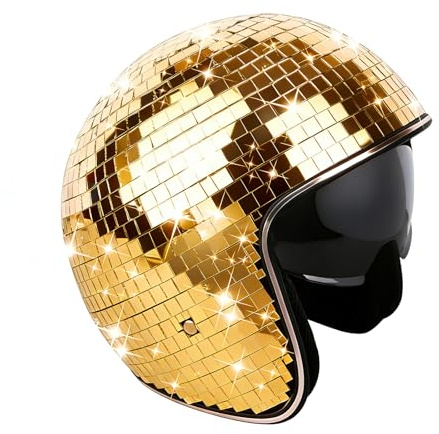 Wenbones discobollhattar, diskokula, hjälm, discodekor, hjälmar med infällbart visir, glitterspegelboll, discofesthjälmhatt för DJ-klubb, festivalscen, fest, karneval, bröllop, semester (sol)