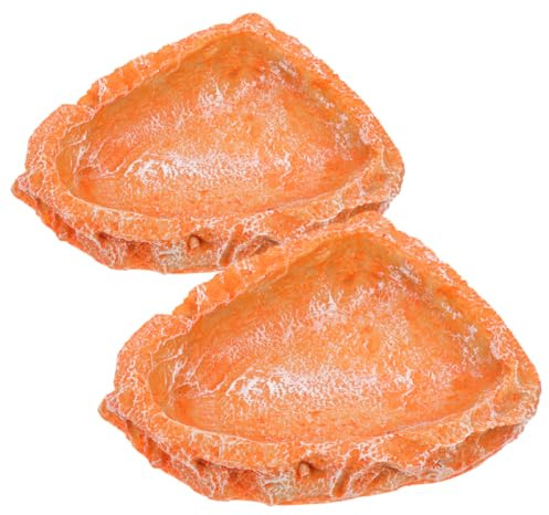 Healifty Cuencos para Reptiles de Resina 2 Unidades, Comedero y Bebedero Multifunción para Tortugas, Lagartos, Geckos y Serpientes, Cuenco de Agua para Terrarios, Accesorio
