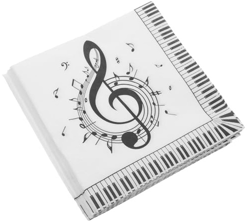 Mipcase Tovaglioli da Festa Note Musicali in Carta 20 Pezzi, Articoli per Feste Versatili e Usa e Getta, per Compleanni e Party
