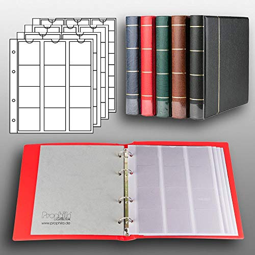 Prophila Collection Münz-Album mit 4 Hüllen für 110 Münzen rot