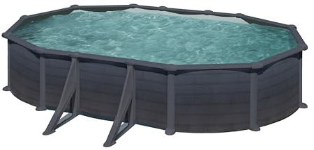 Piscina Gre KITPROV618GF Granada. - Piscina fuori terra in acciaio, ovale in acciaio, colore grafito. Piscina scomponibile per Giardino. 610 x 375 x 132 cm