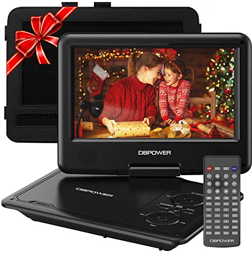 DBPOWER 11.5 Portable DVD Player, 5-Hour Built-in Rechargeable Battery, 9 Swivel Screen, Support CD/DVD/SD Card/USB, Remote Control, 1.8 Meter Car Charger, Power Adaptor and Car Headrest (Black)