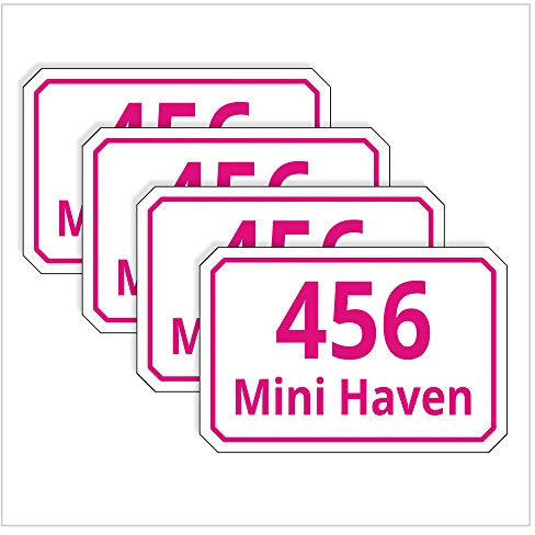 Pack of 4 Adhesive Numbers Self Adhesive Waterproof Vinyl 150mm x 200mm Pink PBN24