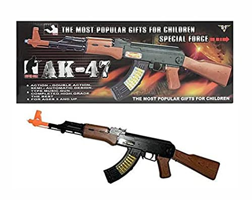 Light Up Toy Machine Gun AK-47, Cool LED, Sound and Vibration Effect, Pretend Play Military Submachine Pistol, Great Gift