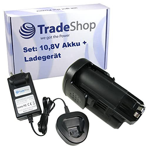 Trade-Shop Set: Li-Ion Akku 10,8V / 1500mAh + Ladegerät Ersatz für Dremel B812-01 B812-02, Berner 034300