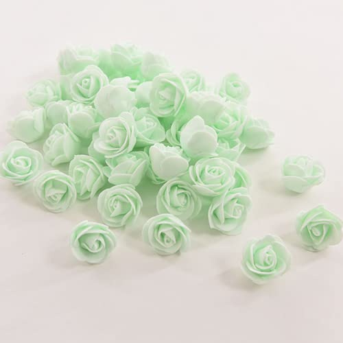 XIZHI Mini Rosas Artificiales, 100 Unidades, 3,5 cm, Cabeza de Rosa de Espuma roja para Manualidades, Accesorios, hogar, Fiesta, decoración del hogar y Baby Shower (Verde)