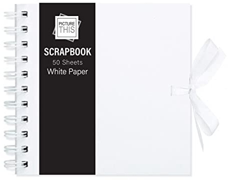 15cm x 15cm Scrapbooks for Memories and Photos with 50 Black or White Pages & Ribbon Closure (White with White Paper)
